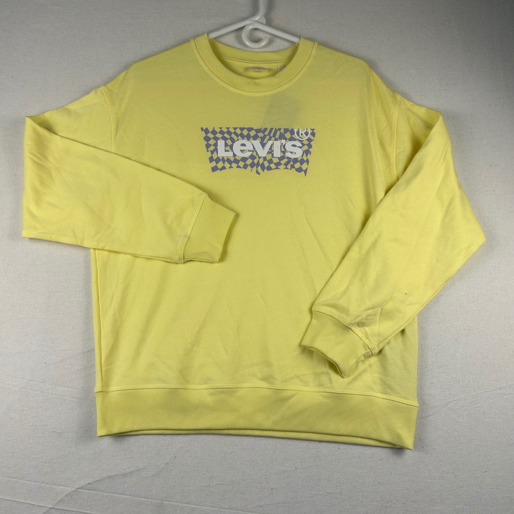 Levis Mens Yellow Graphic Batwing Logo Sweatshirt Standard Fit Large 186860196